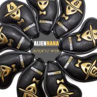 Golf iron head covers set Club Iron headcover Aliennana Golf iron club cover Gothic Cool Gold Aliennana 9pcsset