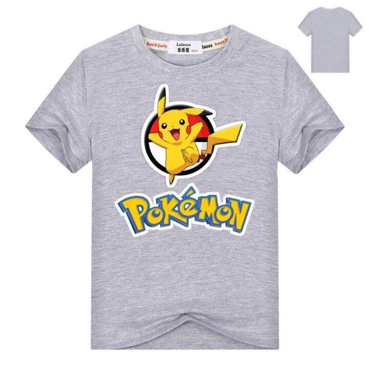 เสื้อยืดแขนสั้นพิมพ์ลาย-pokemon-pikachu-สำหรับเด็ก