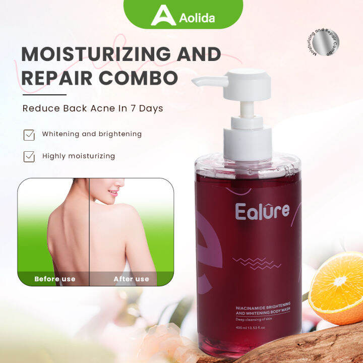 Ealure 400ml Whitening Shower Gel Niacinamide Brightening Skin Perfume