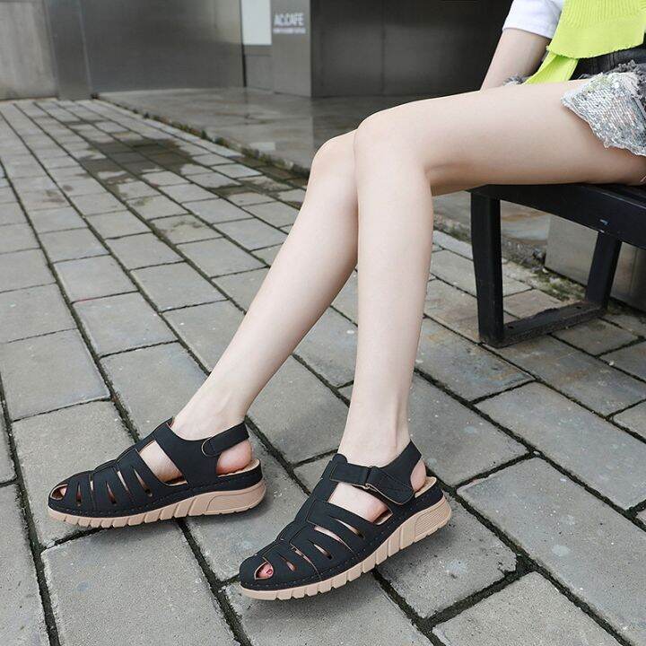 new-2023-vintage-sandals-women-sole-portable-cross-border-line-slippery-slope-baotou-single-shoes