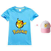 Pokémons เสื้อผ้าการ์ตูนการ์ตูนเด็กแขนสั้นเสื้อยืดผ้าฝ้ายสาวเสื้อแขนยาวเด็กฤดูร้อน