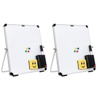 2X Small Desktop Dry Erase Board Portable Small Magnetic Double Sided Whiteboard Easel