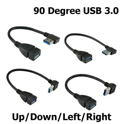 90 Degree USB 3.0 A male to female Adapter Cable Angle Extension Extender Fast Transmission Left/Right/Up/Down