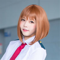 HotAnime ของฉัน Boku ไม่มีฮีโร่ A Cademia OCHACO URARAKA วิกผมเครื่องแต่งกายคอสเพลย์วิกผมวิกผมหมวกของขวัญสั้นหยิกตรงวิกผม