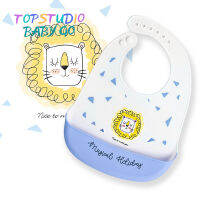 Topstudio BabyGo ผ้ากันเปื้อนเด็กซิลิโคนเช็ดทำความสะอาดได้อย่างง่ายดายด้วยกระเป๋าเป้กันน้ำ