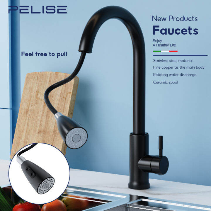 Pelise By Mitsushi Kitchen Faucet Retractable Kitchen Sink Tap 360
