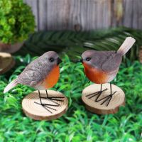 New 2Pcs Garden Birds Statue Resin Sculpture Figurine Office Home Decoration Ornaments Desktop Decor Handmade Craft Modern Art