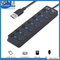 LONGB มืออาชีพ USB Expander สากล ภายนอก ฮับ USB 3.0 ตัวแยกพอร์ต 4/7 สวิตช์เปิด/ปิด พร้อมอะแดปเตอร์แปลงไฟ