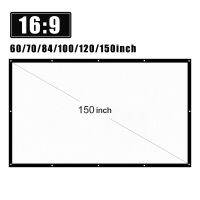 H150 150 inch 16:9 Portable Projector Screen HD Foldable Projection Screen White for Wall Mounted Home Theater Bar Travel