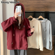 XIANG NIAN NI Áo Khoác Có Mũ Cho Nữ Áo Khoác Cardigan Dày Và Lông Cừu Áo