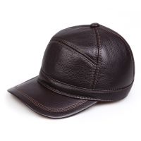 H912-03 Inverno Vera Pelle Pelliccia Di Un Cappellini Da เบสบอลต่อ Luomo Maschio Regolabile Lettere Casquette Nero/marrone Cuppola Hockey Su Golf Papà Cappello