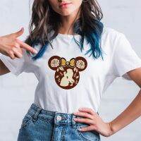 Disney Animated Films Minine แผ่นหัวความงามและ Beast สีขาวเสื้อฤดูร้อน Kawaii รูปแบบการพิมพ์เสื้อผ้าแฟชั่น S-5XL