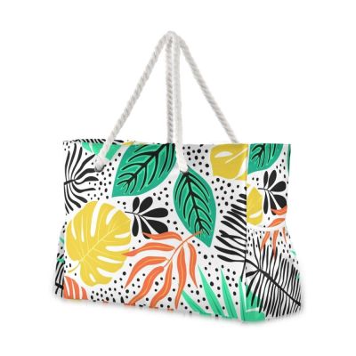 Fashion Folding Women Big Size Handbag Tote Ladies Tropical Plants Printing Nylon Graffiti Shoulder Bag Beach Bolsa Feminina