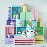 Nordic Wood Storage Baskets Colorful Toy Storage Racks Wedding Cake Table Display Tools Home Decoration Wood Frame Scenery Props