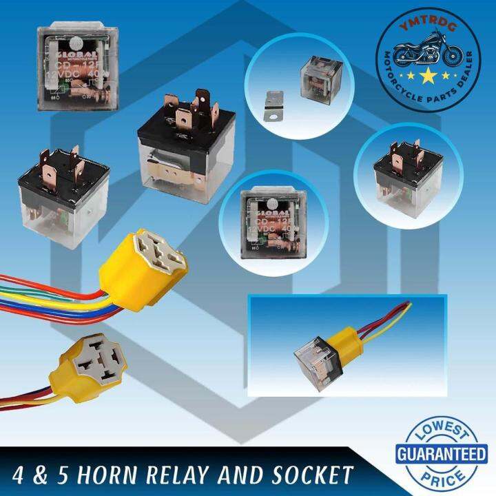 12V Transparent Horn Mini Driving Light Relay & Socket 4pin 5pin