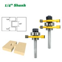 2PC / Set 1/4－6.35MM Shank Milling Cutter ไม้แกะสลักลิ้นร่องเราเตอร์ Bit Set 3/4－Stock 3 ฟัน T-shape Wood Milling Bits