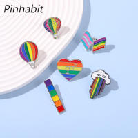 Pinhabit หมุดเคลือบสีรุ้งเข็มกลัดรูปหัวใจบอลลูนอากาศร้อนที่กำหนดเองเข็มกลัดรูปหัวใจ