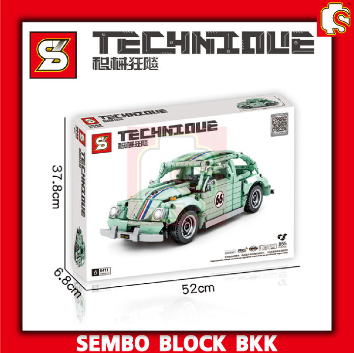 ชุดตัวต่อ-sy-block-volkswagen-sy8411-หมายเลข-66-รถเต่าสีเขียว-จำนวน-855-ชิ้น