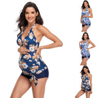 Womens Two-piece Swimsuit Push Up Floral Printing Maternity Swimwear Fashion Swimsuit Bikini Swimming Pregnancy Beachwear#l