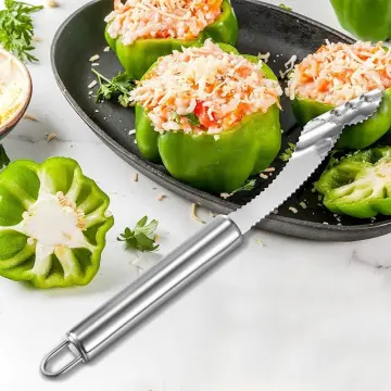 HOW TO SLICE GREEN BELL PEPPER WITH KNIFE OR VEGETABLE SLICER 