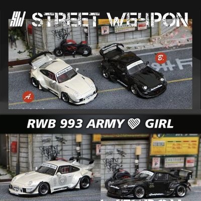 SW In Stock 1:64 RWB 993 ARMY GIRL Expose Exhaust Pipe Diecast Diorama Car Model Collection Miniature Carros Toys