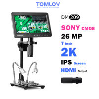 TOMLOV กล้องจุลทรรศน์ดิจิตอล HDMI 2K กล้องจุลทรรศน์เหรียญ1200x กล้องจุลทรรศน์เหรียญมี7นิ้ว,26MP หน้าจอ IPS เซ็นเซอร์ IMX Sony CMOS สำหรับการซ่อมการบัดกรีมุมมองเหรียญทั้งหมด C-Mount กล้องจุลทรรศน์พีซี /ทีวีรองรับ32GB