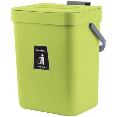 [hot]▲  Trash Bin Wall Hanging Garbage Can 5L Compost with Lid Mountable for Indoor Outdoor