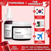 The Ordinary 100% L−ascorbic Acid Powder 20กรัม &amp; AHA 30% + BHA 2% Peeling Solution - 30มล,เซรั่มบำรุงผิวหน้า เพื่อความขาวและต่อต้านริ้วรอย สกินแคร์