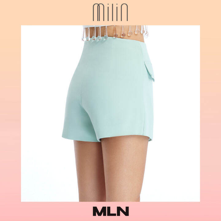 milin-high-waist-front-wrap-style-shorts-กางเกงขาสั้น-เอวสูง-ป้ายด้านหน้า-แต่งฝากระเป๋า-sheryl-shorts-mln