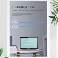 [COD]1300Mbps USB3.0 Wifi การ์ดเครือข่าย802.11 AC Dual Band Wifi Adapter 2.4G5.8G อะแดปเตอร์ AC ไร้สายสำหรับ Win Xpvista 7810 Mac