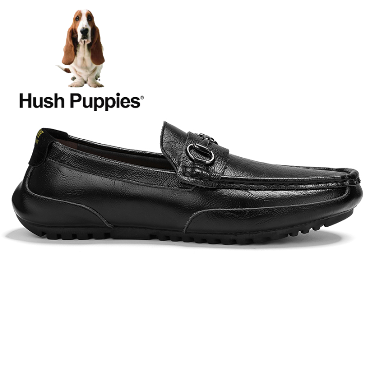 Hush Puppies Slip Ons Shoes Zane Hp Men Shoes Black Genuine Leather Shoes Mens Loafers Shoes 0489