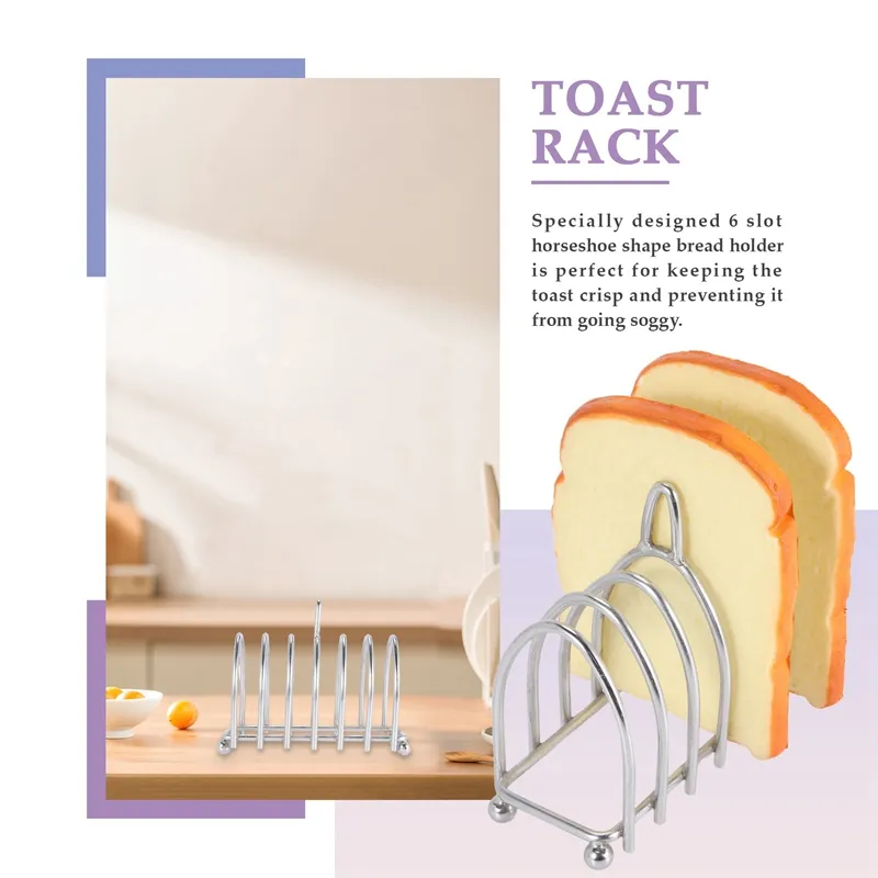 Toast Bread Rack Holder, Food Grade Stainless Steel Toast Rack, 6 Slice  Toast Rack With Ball Feet And Loop Handle, Toast Rack For Buffet Breakfast