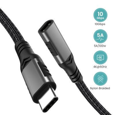 USB Extension Cable 5A 100W USB 3.1 Type C Cable 10Gbps USB Fast Data Cable For Macbook Pro 4K USB C To Type-C Quick Cable