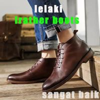 CODddngkw3 kasut kulit lelakiformal boots for Men Genuine Leather Lace Up Cap Toe British Style Casual Ankle Boot