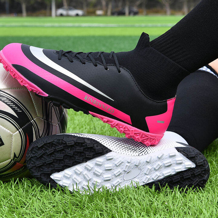 binbinniao-high-ankle-soccer-shoes-men-breathable-high-top-football-boots-turf-soccer-cleats-kids-ag-women-soft-football-shoes