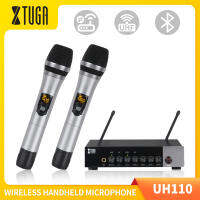 XTUGA ไมโครโฟนไร้สาย UHF อเนกประสงค์,ไมโครโฟนคาราโอเกะ UH-110พร้อมไมค์ไร้สาย2ตัวใช้งานง่ายไมโครโฟนบลูทูธในตัวพร้อมเสียงแหลม/เบส/เสียงสะท้อนใช้สำหรับคาราโอเกะในบ้านคำพูด,งานแต่งงาน