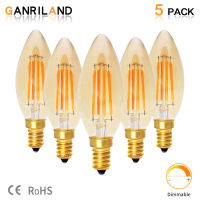 GANRILAND E14 Retro LED Filament Bulbs Dimmable Bulb C35 4W 220V Warm 2200K Amber Glass Candle Lamp Decorative Light For Home