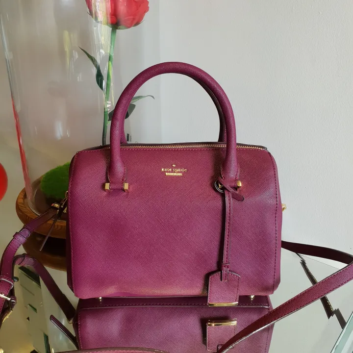 Kate Spade Cameron Street Lane Plain Leather Small Satchel / Duffle Bag -  Wine | Lazada PH