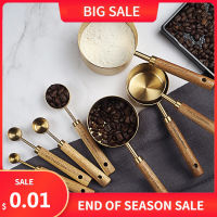 48PCS Stainless Steel Measuring Cup Spoon Set Wooden Handle Baking Tools Bartending Scale Kitchen Tool Accessories Gadget set