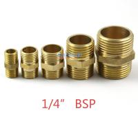 20 Pieces Brass Male 1/4" BSP Pipe Hex Nipple Fitting Fuel Air Gas Water Hose Connector Coupler Valves