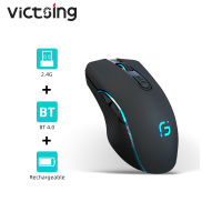 VicTsing Computer Mouse Bluetooth 4.0+2.4G Wireless Dual Mode 2 In 1 Mouse 2400DPI Ergonomic Portable Optical Mice for PCLaptop