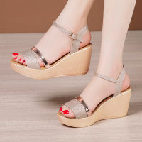 Small Plus 33-43 Street Style Platform Wedges Shoes Summer 2022 Elegant Beach รองเท้าส้นสูงรองเท้าแตะสำหรับผู้หญิง Office