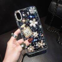 เคสโทรศัพท์แฟชันสุดหรูลายขวดน้ำหอมเพชรแวววาวจากหินแวววาวสำหรับ IPhone 15 14 Pro Max IP 11 12 13 Pro Max แข็งกันกระแทกฝาครอบพลอยเทียมแวววาว