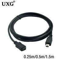 1Pcs Black Light Adapter Cable 5Feet/1.5m 0.5m 0.25m Mini USB B 5pin Male To Female Extension Cable Cord Adapter