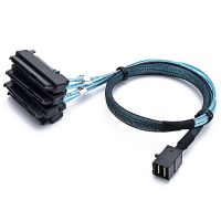 สายเคเบิ้ล Sas SATA SFF-8643 เป็น 4 SFF-8482 in mini SAS HD เชื่อมต่อ SFF-8482 29 pin พร้อมพอร์ต SAS 15pin การถ่ายโอน 12GB / S