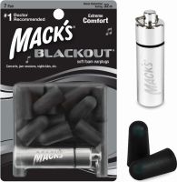 Macks Blackout Soft Foam Earplugs, 7 Pair with Travel Case - 32 dB Highest NRR, Comfortable Ear Plugs for Concerts, Jam Sessions, Nightclubs, Loud Events and Shooting Sports