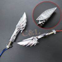 ไฟส่งสัญญาณสัญญาณเลี้ยว LED มือรูปหัวกะโหลกโครเมี่ยม2X รถชอปเปอร์ปรับได้โบเออร์สำหรับมอเตอร์ไซค์ครูเซอร์