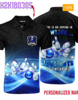 There Is No Crying In Bowling Galaxy Blue Custom Name Polo Shirt For Men &amp; Women PN1717