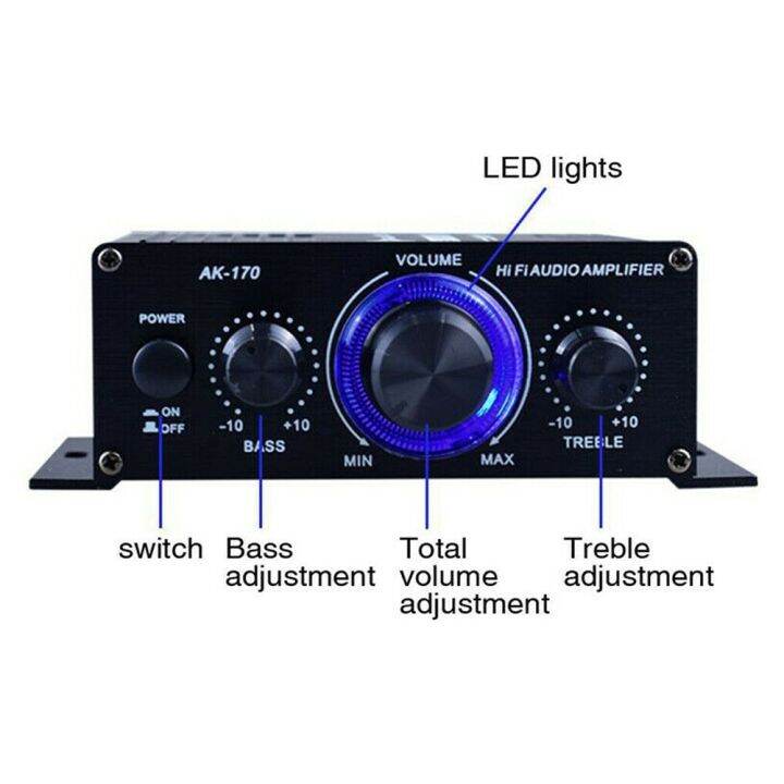 AK170 Wireless Hifi Audio Mini Amplifier 200W+200W 2CH Stereo Power