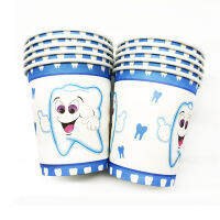 Blue Teeth Theme Tableware Boys First Tooth Birthday Party Decorations Plates Napkins Cups Banners